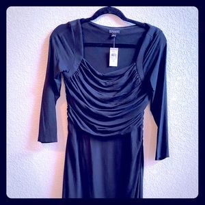New Ann Taylor rouched black dress soft cotton